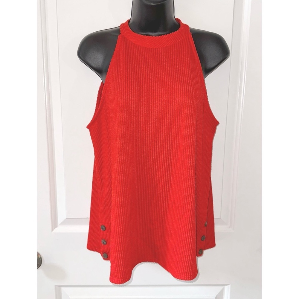 W5 Red Ribbed Halter Neck Top – Size Medium - Picture 2 of 5